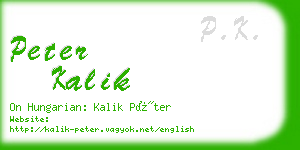 peter kalik business card